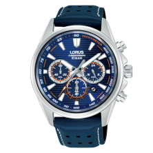 Man Sport Cronógrafo Azul-Laranja Pele