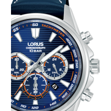 Man Sport Cronógrafo Azul-Laranja Pele