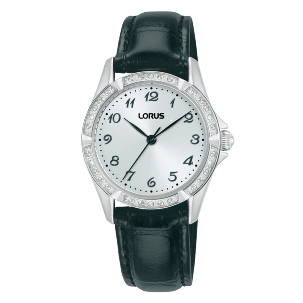 Ladies Classic Cristais Prat. Pele Preta