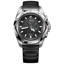 RELÓGIO INOX CHRONO BLACK DIAL, BLACK RUBBER