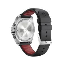 RELÓGIO INOX CHRONO BLACK DIAL, BLACK RUBBER
