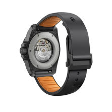 RELÓGIO INOX GENT AUTO CARBON, BLACK DIAL&RUBBE