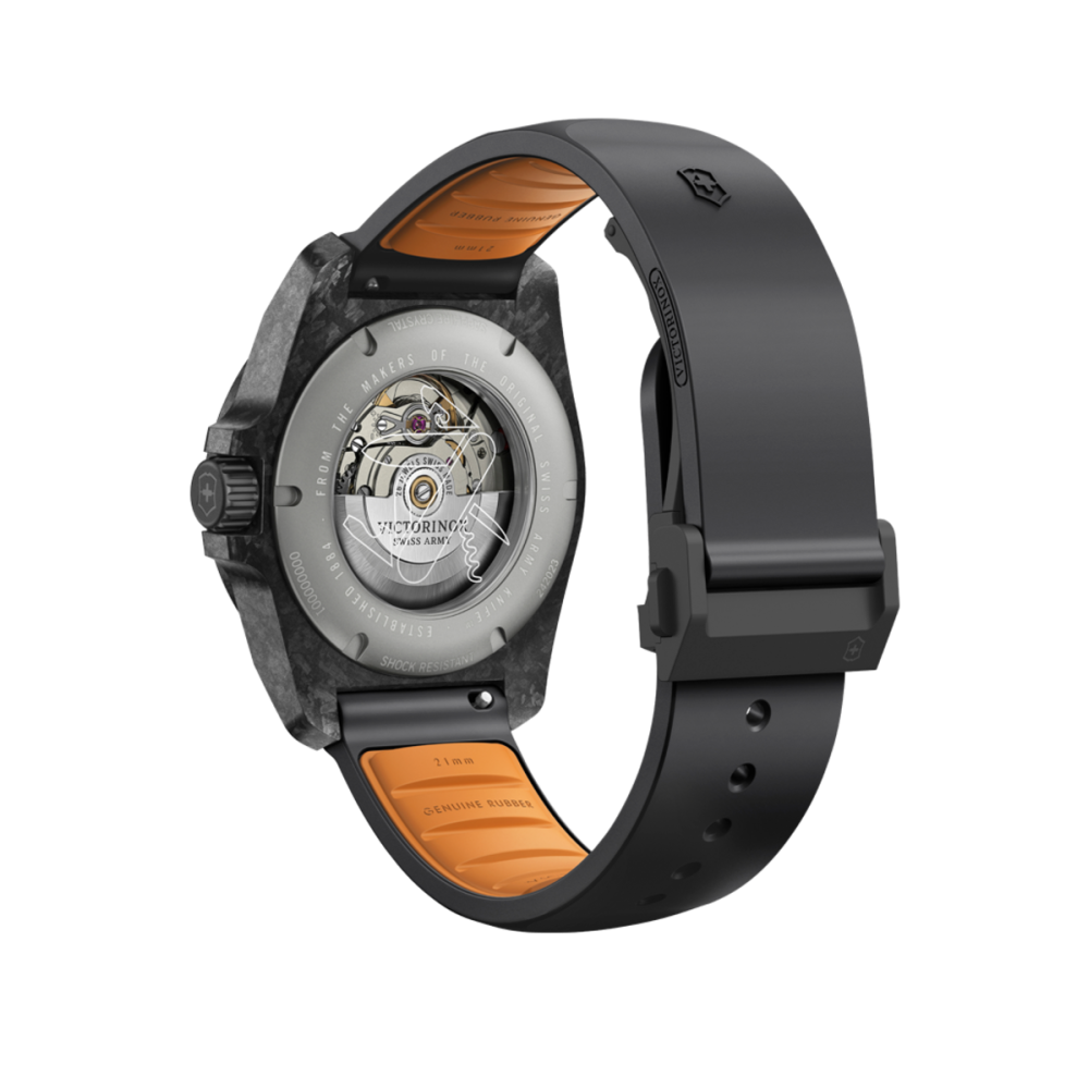 RELÓGIO INOX GENT AUTO CARBON, BLACK DIAL&RUBBE