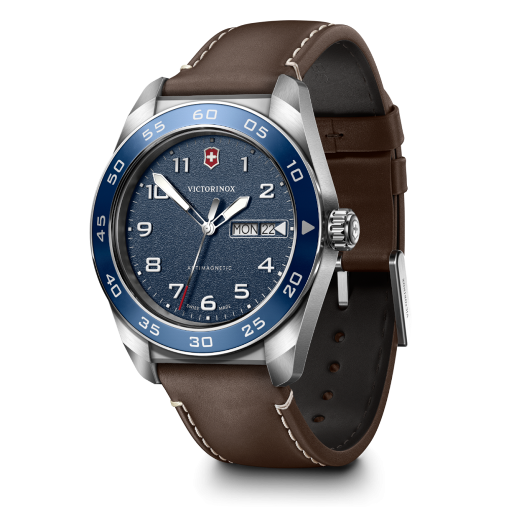 RELÓGIO SWISS ARMY SS BLUE DIAL, BROWN STRAP