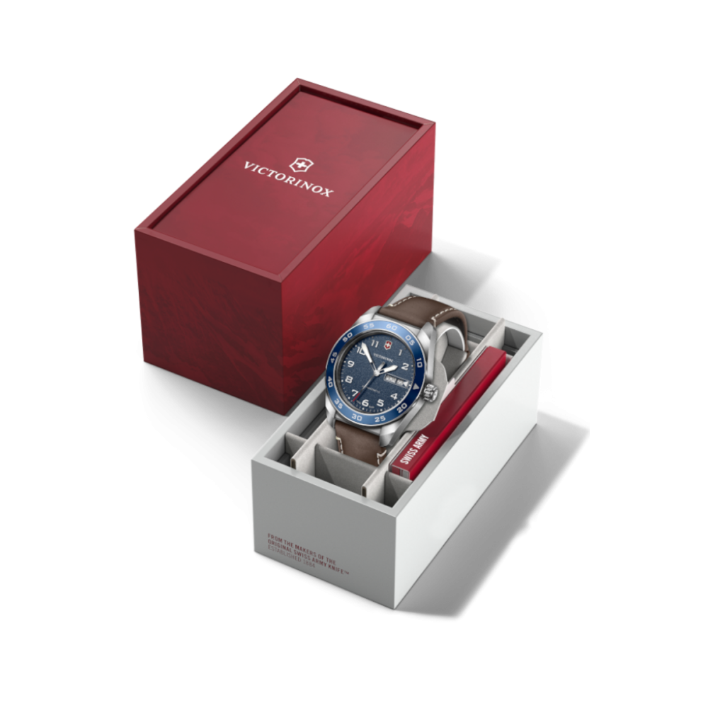 RELÓGIO SWISS ARMY SS BLUE DIAL, BROWN STRAP