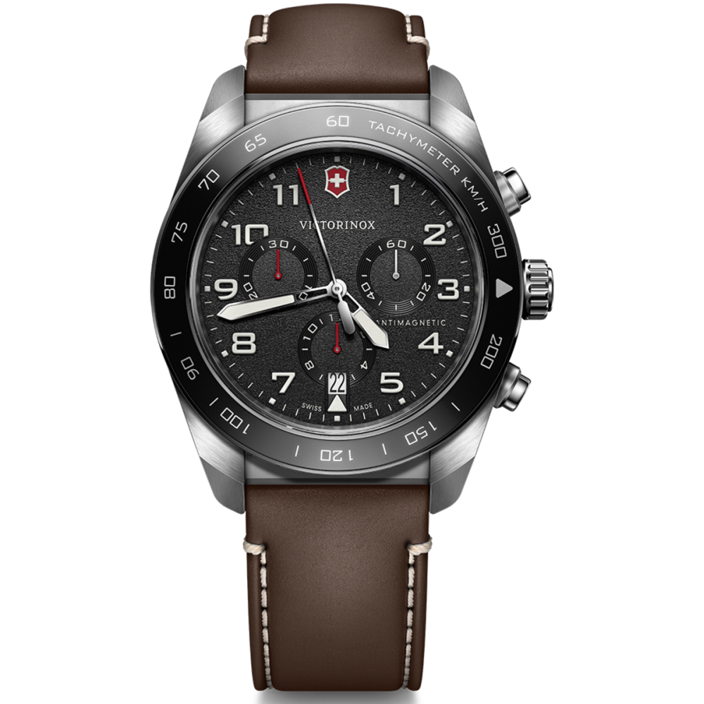 RELÓGIO SWISS ARMY CHRONO SS, BLACK DIAL, BROWN