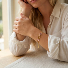 Pulseira Pedras Rosa CO88