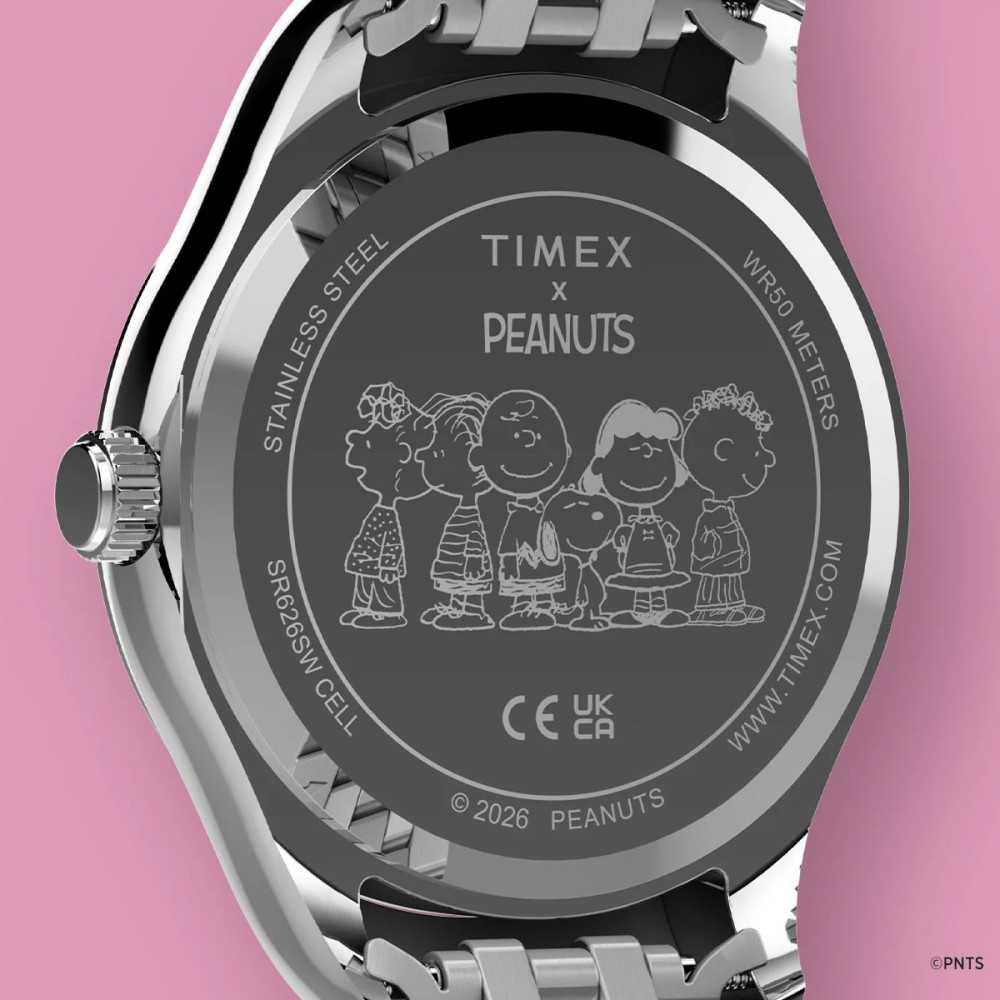Relógio Peanuts x Timex Legacy Snoopy com pulseira de aço inoxidável