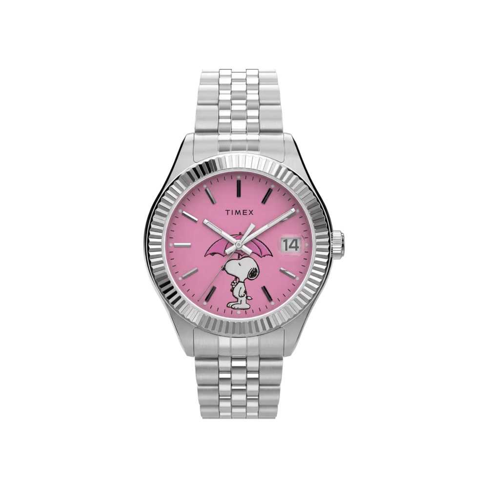 Relógio Peanuts x Timex Legacy Snoopy com pulseira de aço inoxidável
