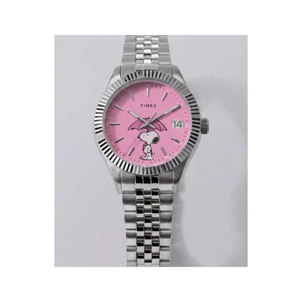 Relógio Peanuts x Timex Legacy Snoopy com pulseira de aço inoxidável
