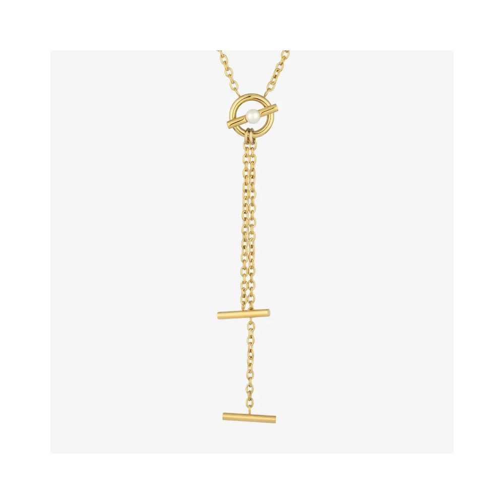 Colar Mulher Pérola Lariat Dourado