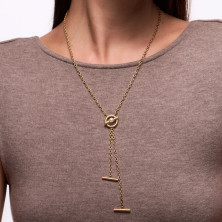 Colar Mulher Pérola Lariat Dourado