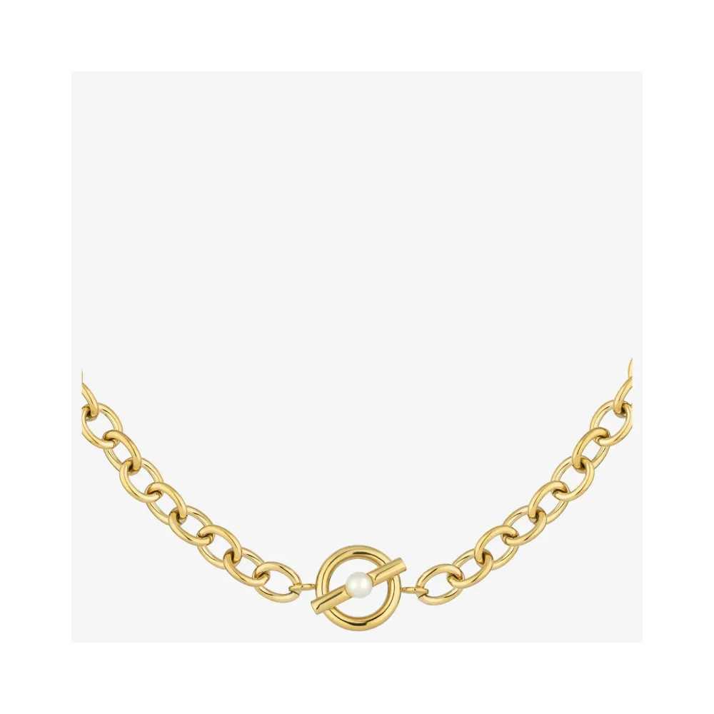 Colar Dourado Mulher Pérola Elos
