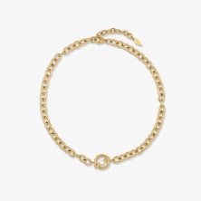 Colar Dourado Mulher Pérola Elos