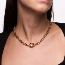 Colar Dourado Mulher Pérola Elos