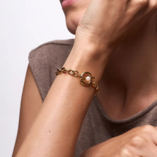 Pulseira Dourada Mulher Pérola Elo