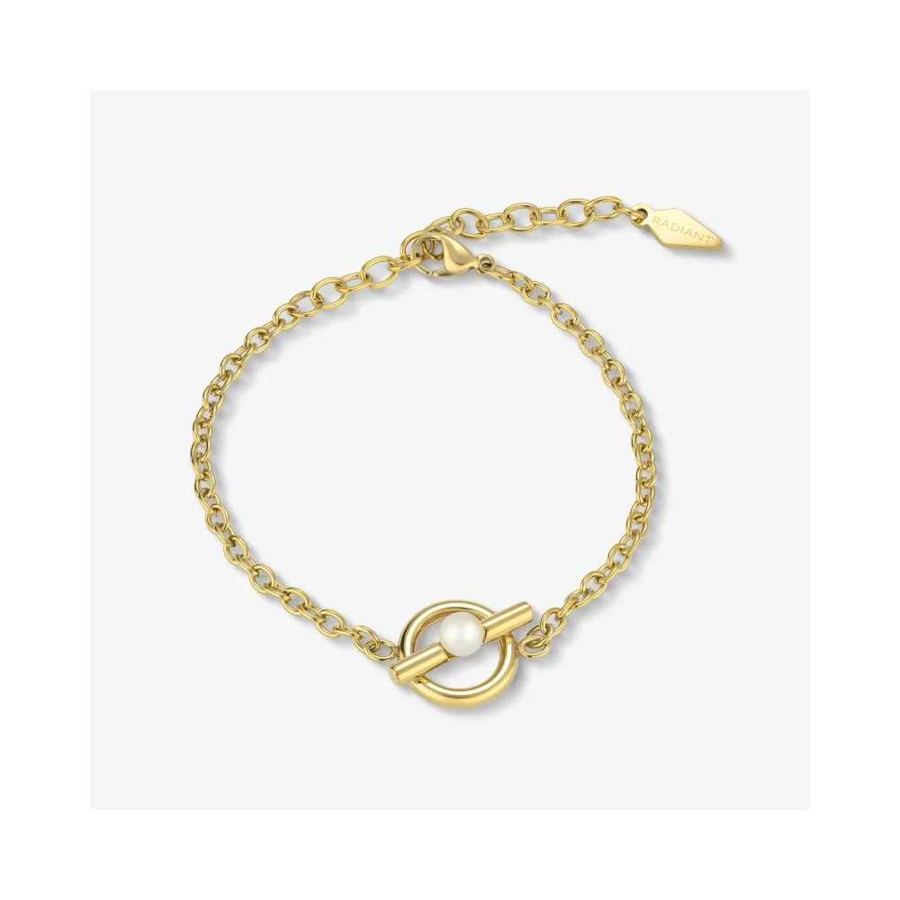 Pulseira Mulher Pérola Círculo Dourada
