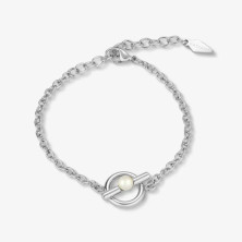 Pulseira Mulher Pérola Círculo Prateada