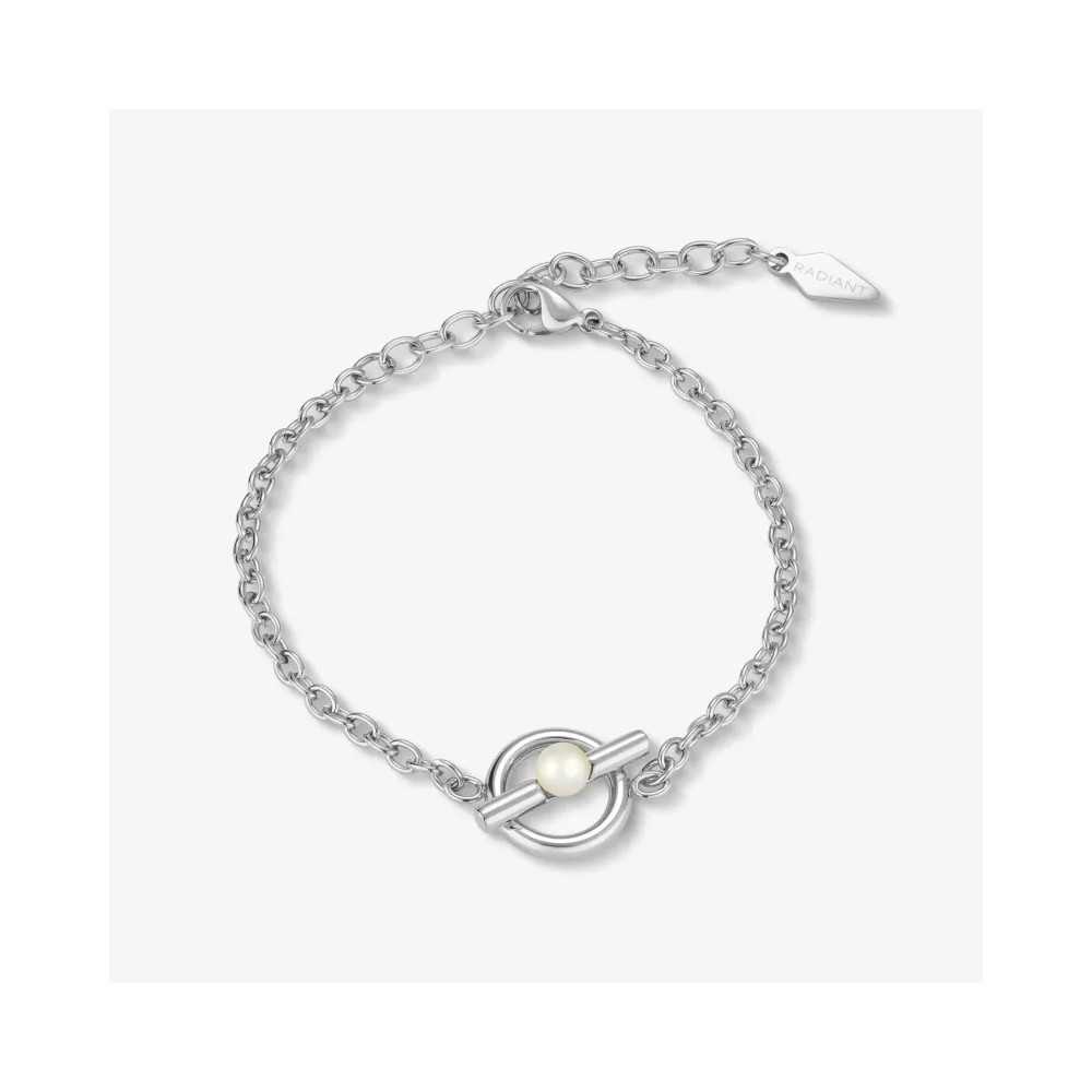 Pulseira Mulher Pérola Círculo Prateada