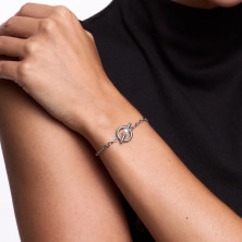 Pulseira Mulher Pérola Círculo Prateada