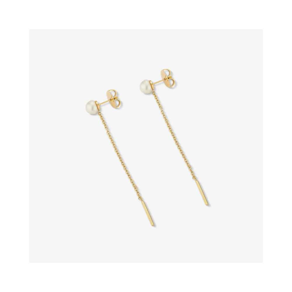Pearl Chain Women's Gold Earrings