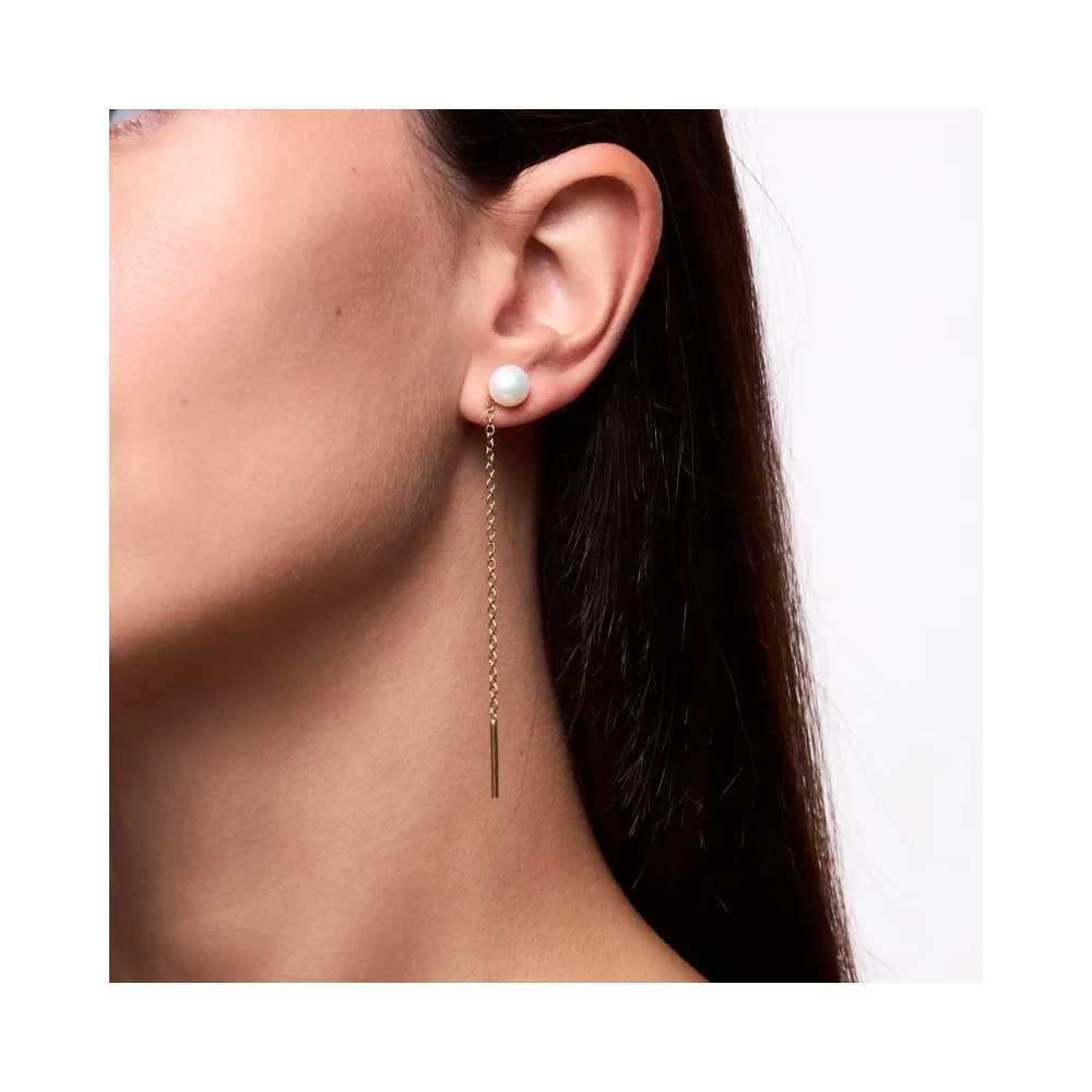 Pearl Chain Women's Gold Earrings