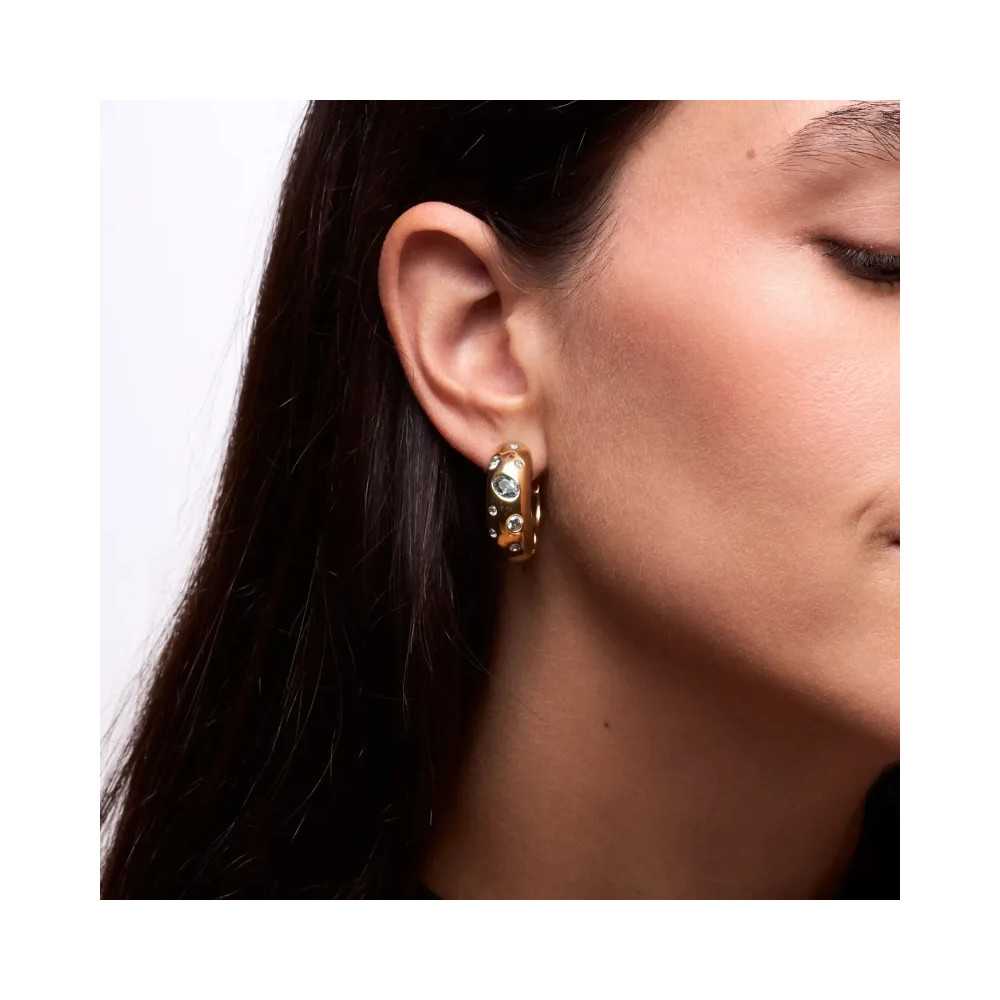 B&W Hoop Women's Gold Earrings