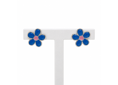 Brincos Flores Azuis Prata 925