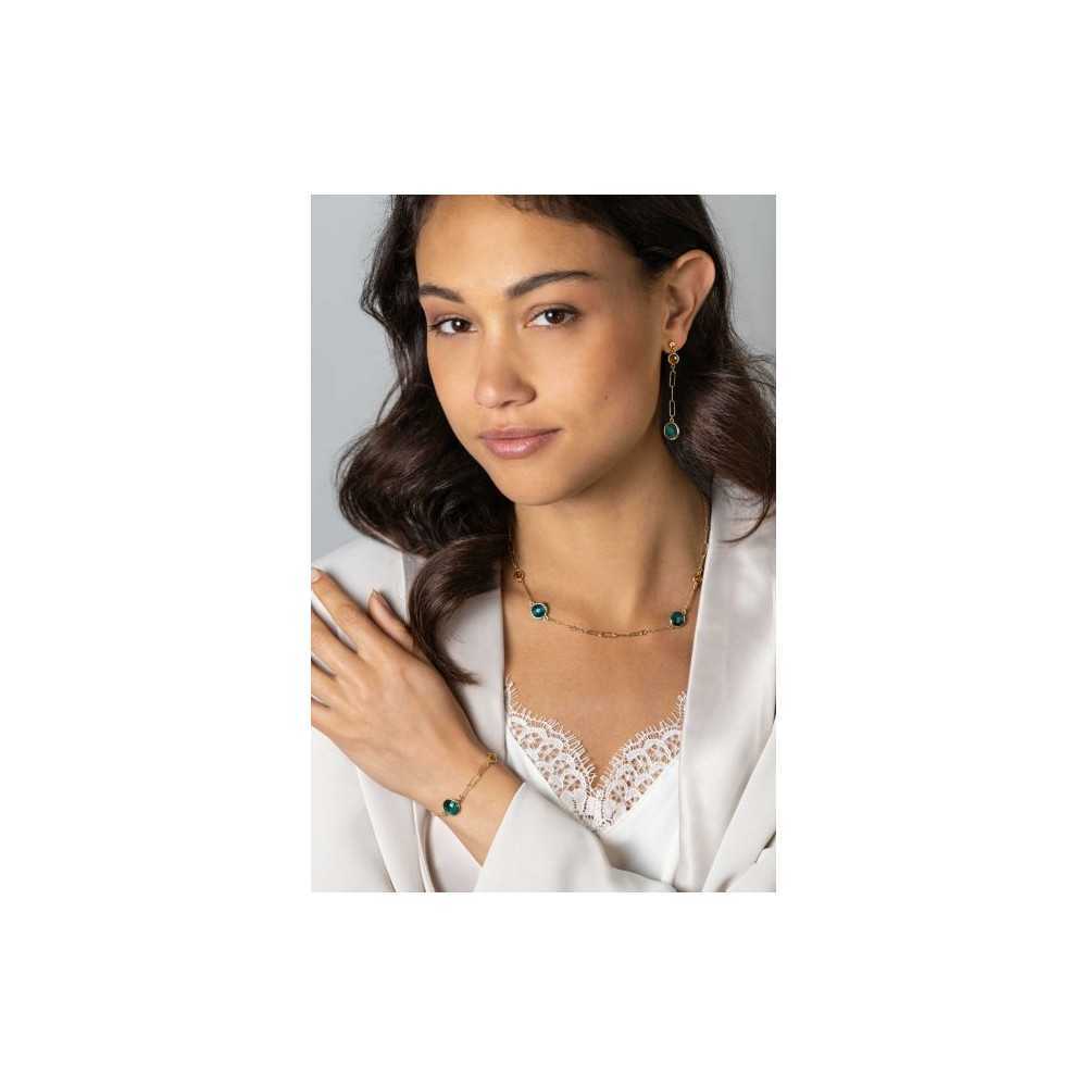 Zinzi Silver Green Stones Esmeralda Gold Necklace | Sweet Apple