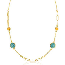 Zinzi Silver Green Stones Esmeralda Gold Necklace | Sweet Apple