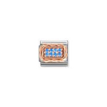 Link Nomination Rectangle with Blue Zirconia | Sweet Apple