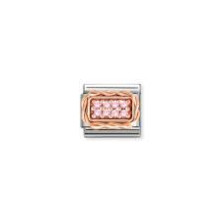 Link Nomination Rectangle with Pink Zirconia | Sweet Apple