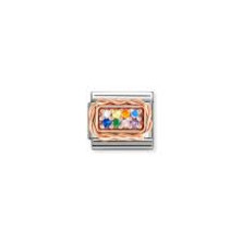 Link Nomination Retangulo with Colourful Zirconia | Sweet Apple