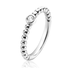 Anel Zinzi Com Pedra Prateada