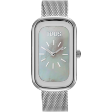 Relógio analógico com mostrador em madrepérola e bracelete em aço T-Band Club