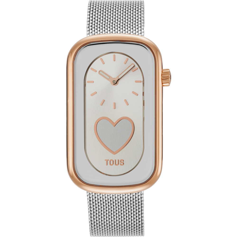 Relógio analógico bicolor com silhueta de coração e bracelete em aço T-Band Club - Tous - Tous