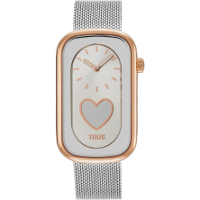 Analog Bicolour Watch with Silhueta Heart and Bangle Steel T-Band Club | Sweet Apple