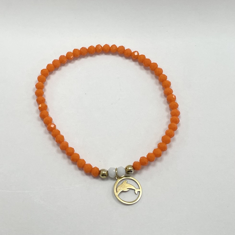 PULSEIRA GOLFINHO PEDRAS LARANJAS PULSEIRA GOLFINHO PEDRAS LARANJAS