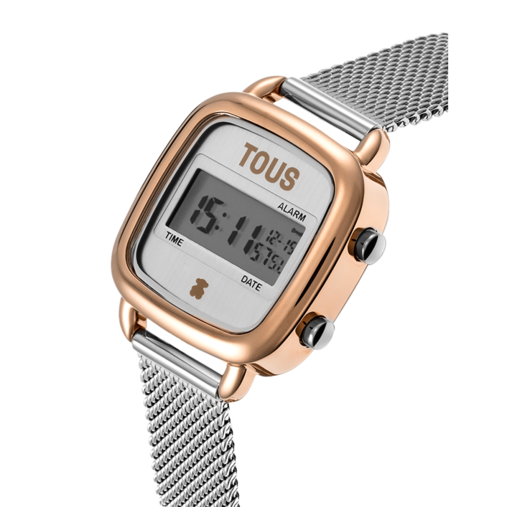 RELÓGIO DIGITAL BICOLOR COM BRACELETE EM AÇO D-LOGO MINI TOUS - Tous - Tous - Sweet Apple ® Relojoaria | Joalharia | Ourivesaria